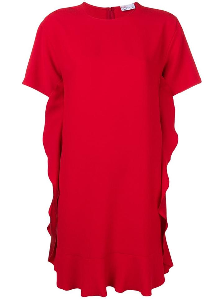 Red Valentino Ruffle Detail Satin Dress