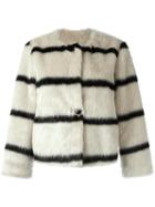 Bellerose 'edel' Faux Fur Striped Jacket, Women's, Size: 2, White, Modacrylic/cotton