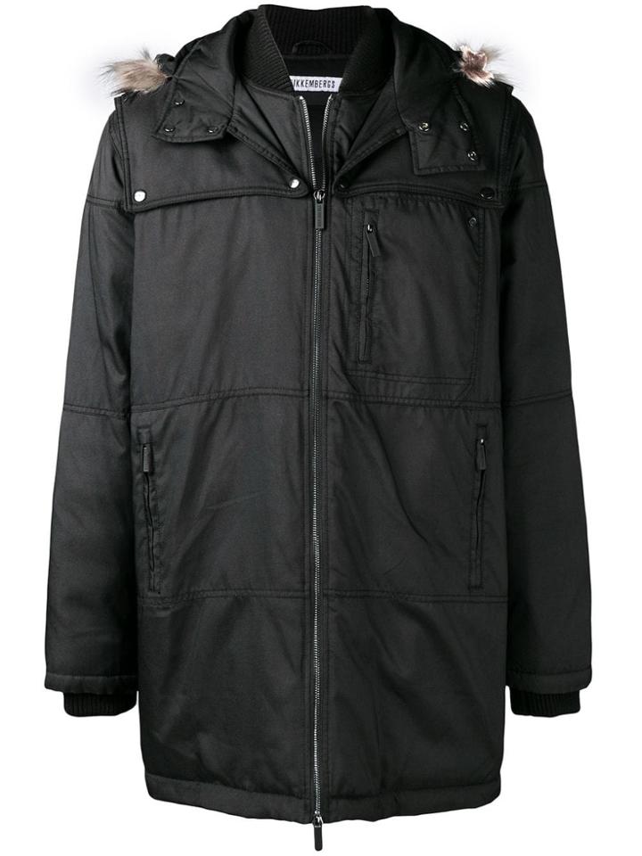 Bikkembergs Hooded Padded Parka - Black
