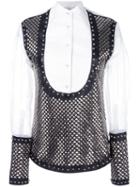J.w.anderson Studded Panel Shirt, Women's, Size: 6, White, Leather/cotton/metal