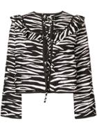 Ganni Zebra Print Ruffled Jacket - Black
