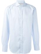 Brunello Cucinelli Striped Shirt, Men's, Size: Medium, Blue, Cotton