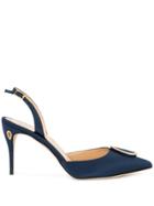 Jennifer Chamandi Gold-buckle Sling-back Pumps - Blue