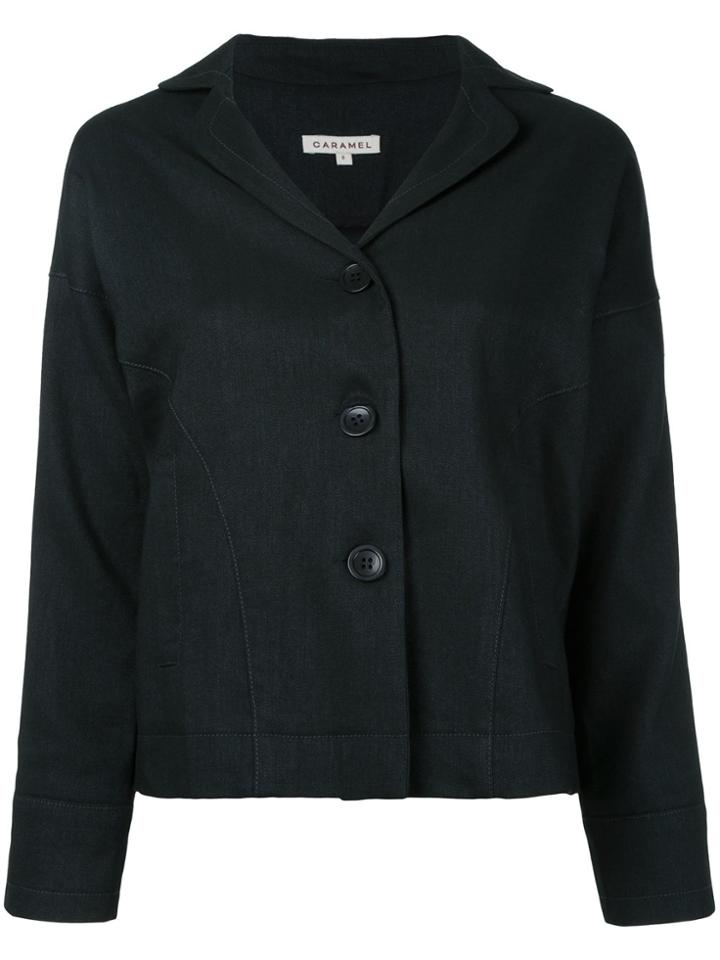 Caramel Buttoned Jacket - Black
