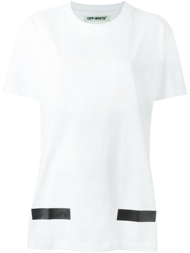 Off-white Stripe Detail T-shirt, Women's, Size: Xxl, White, Cotton