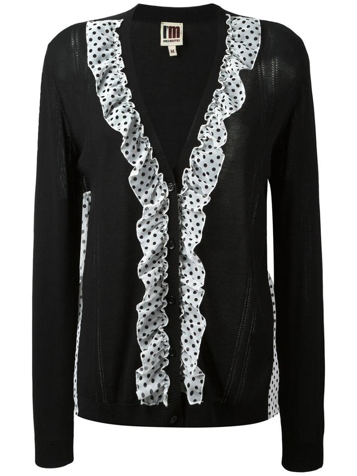 I'm Isola Marras - Polka Dot Ruffle Cardigan - Women - Cotton/polyester/viscose - M, Women's, Black, Cotton/polyester/viscose