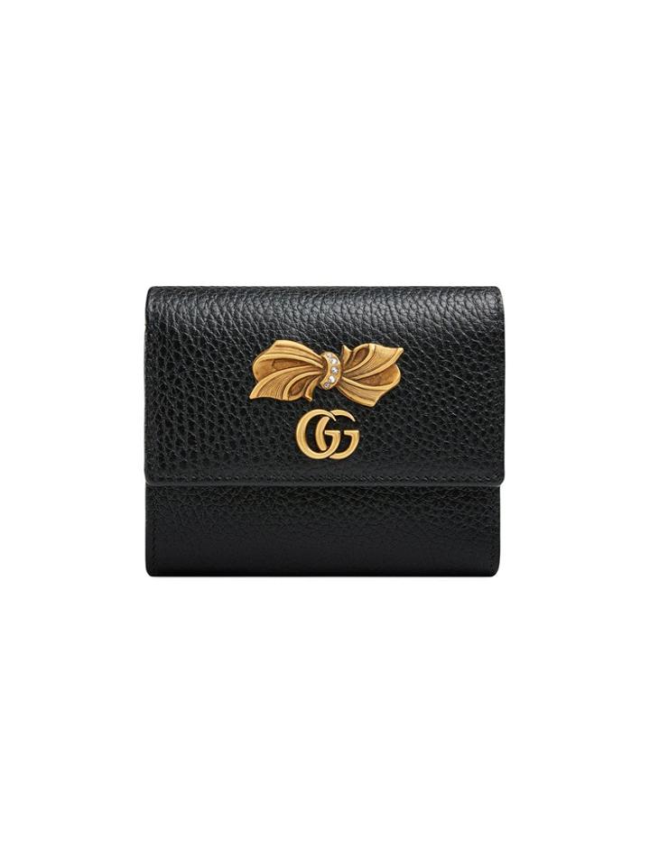 Gucci Leather Wallet With Bow - Black