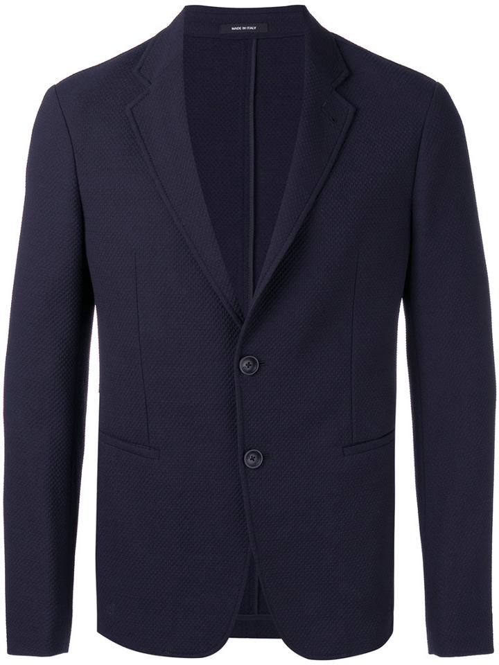 Textured Blazer - Men - Polyamide/polyester/spandex/elastane/virgin Wool - 52, Blue, Polyamide/polyester/spandex/elastane/virgin Wool, Giorgio Armani