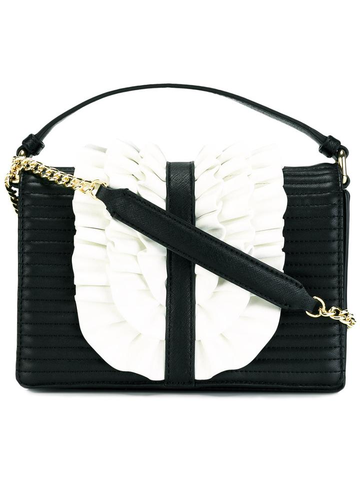 Boutique Moschino Ruffled Trim Shoulder Bag, Women's, Black, Polyurethane