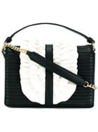 Boutique Moschino Ruffled Trim Shoulder Bag, Women's, Black, Polyurethane