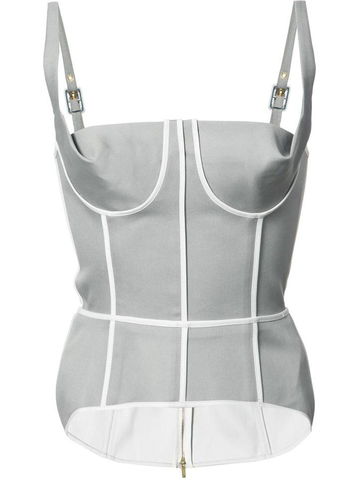 Thom Browne Fitted Bustier Top, Women's, Size: 40, Grey, Cotton