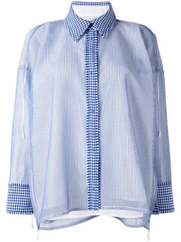 Steven Tai - Semi-sheer Layer Checked Shirt - Women - Silk/cotton/polyester - M, Blue, Silk/cotton/polyester