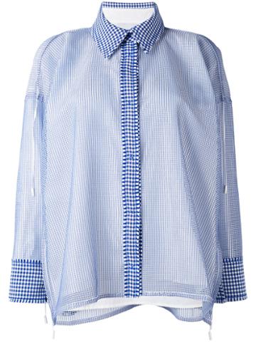 Steven Tai - Semi-sheer Layer Checked Shirt - Women - Silk/cotton/polyester - M, Blue, Silk/cotton/polyester