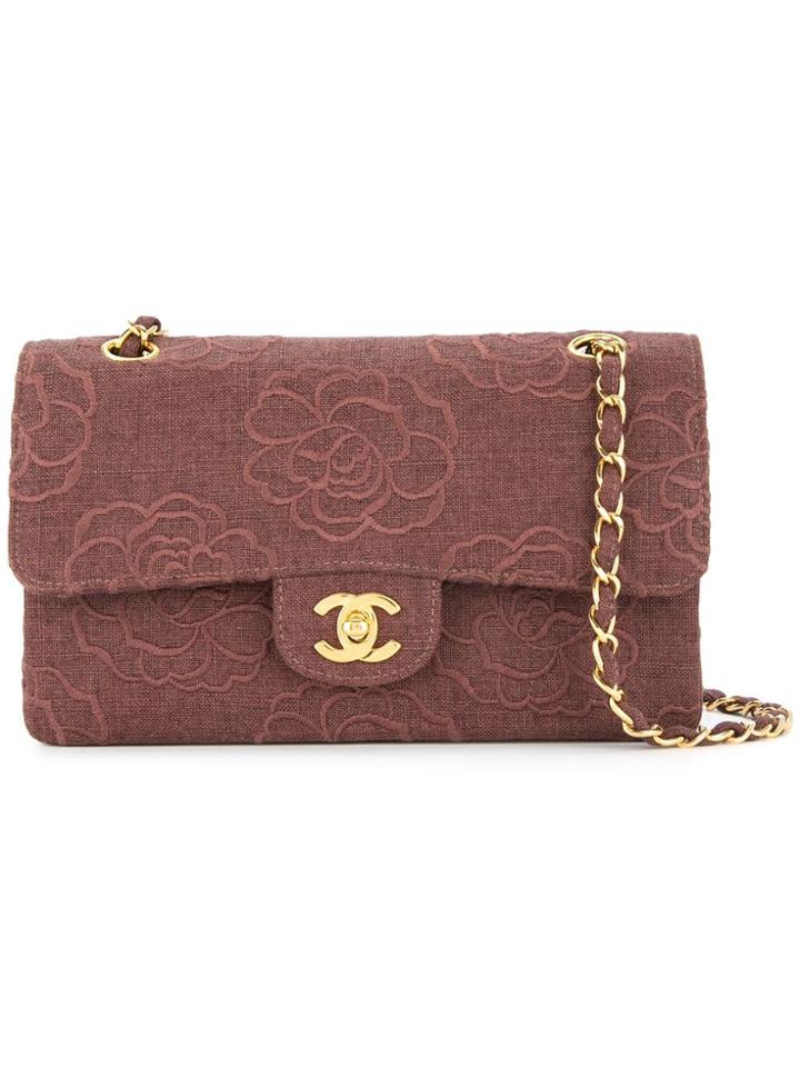 Chanel Vintage Jacquard Camellia Shoulder Bag - Brown