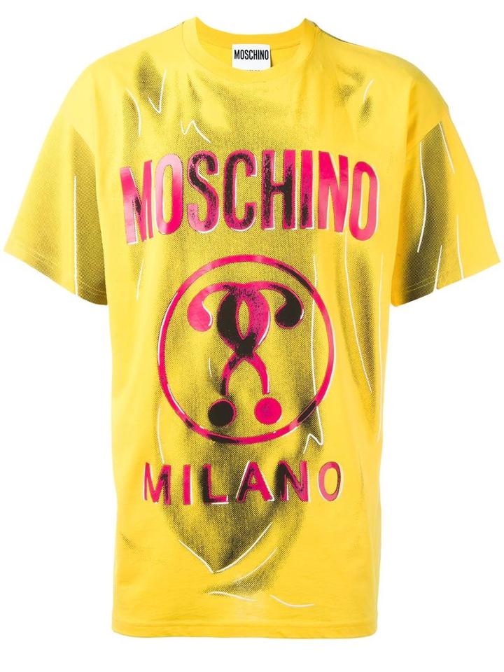 Moschino Trompe-l'oeil T-shirt, Men's, Size: 46, Yellow/orange, Cotton