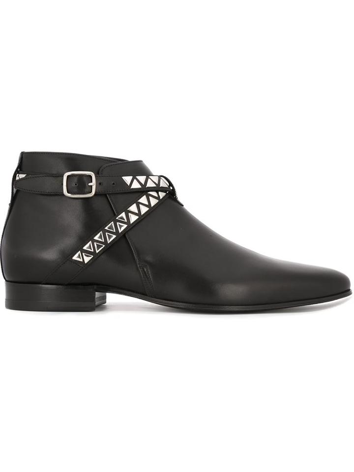 Saint Laurent Studded Ankle Boots, Men's, Size: 41, Black, Leather