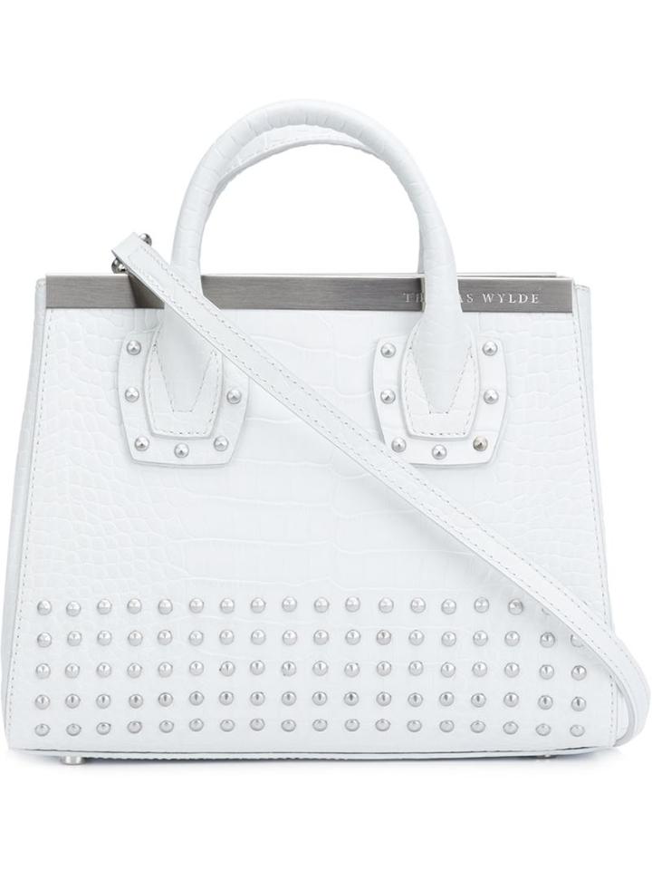 Thomas Wylde Studded Tote, Women's, White, Calf Leather