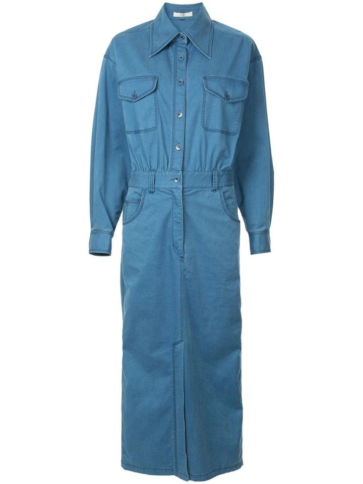 Tibi Washed Denim Twill Dress - Blue