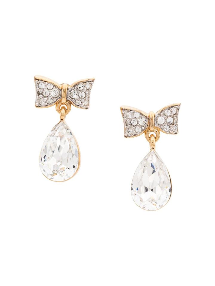 Susan Caplan Vintage 1980s Bow Earrings - Gold
