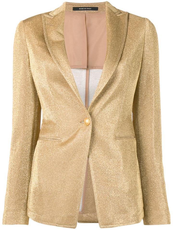 Tagliatore Glitter Metallic Blazer Jacket - Gold