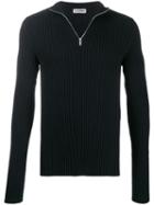 Jil Sander Ribbed Zip-up Sweater - Black