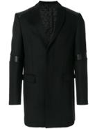 Les Hommes Urban Padded Shoulder Detail Classic Coat - Black