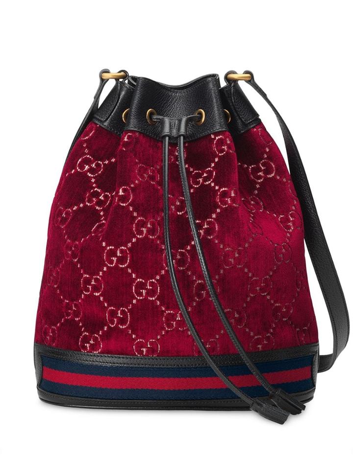 Gucci Gg Drawstring Bucket Bag - Red