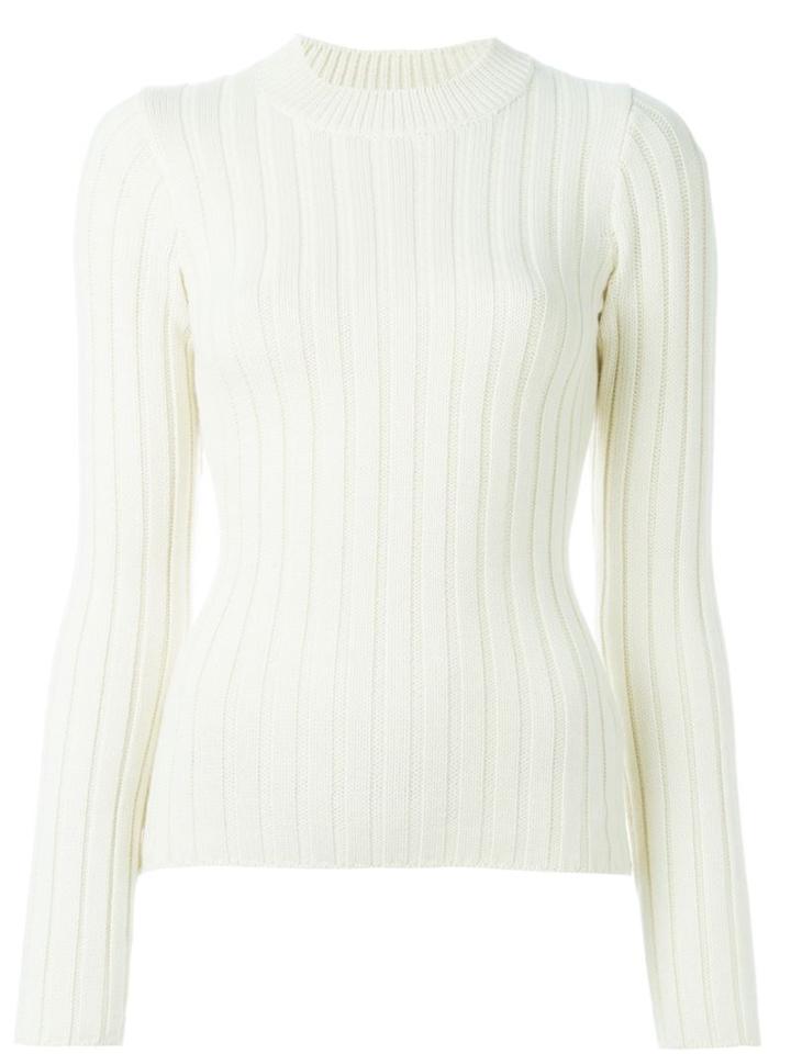 Mm6 Maison Margiela Ribbed Jumper, Women's, Size: Xs, White, Acrylic/wool
