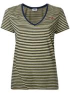 Sonia By Sonia Rykiel V-neck Striped T-shirt, Women's, Size: Large, Yellow/orange, Cotton