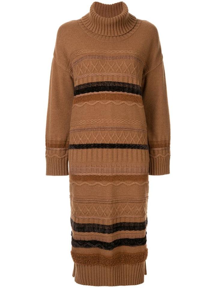 Coohem Solid Tweedy Knit Dress - Brown