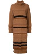 Coohem Solid Tweedy Knit Dress - Brown