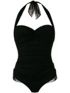 Gentry Portofino Draped Tulle Swimsuit - Black