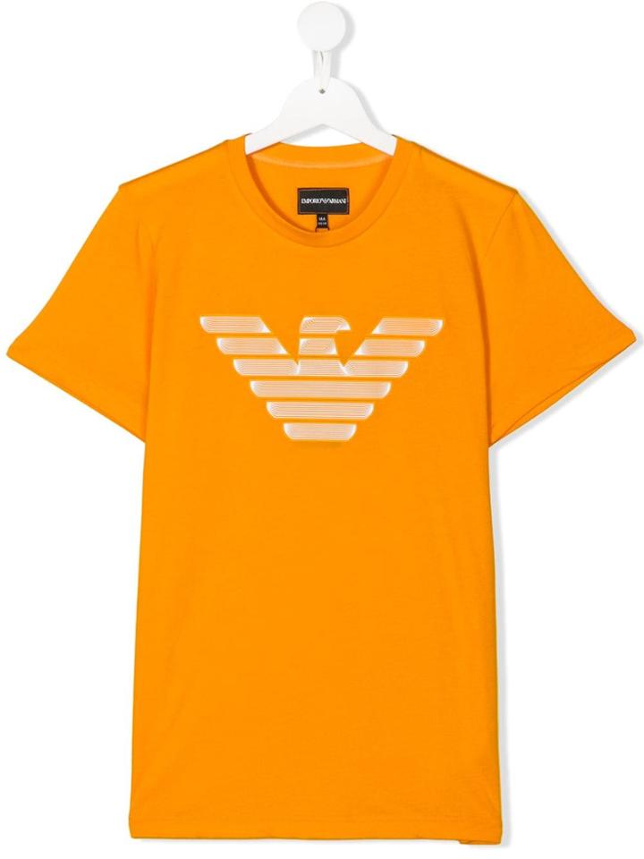 Emporio Armani Kids Teen Logo Print T-shirt - Orange