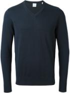 Aspesi V Neck Sweater, Size: 52, Blue, Cotton