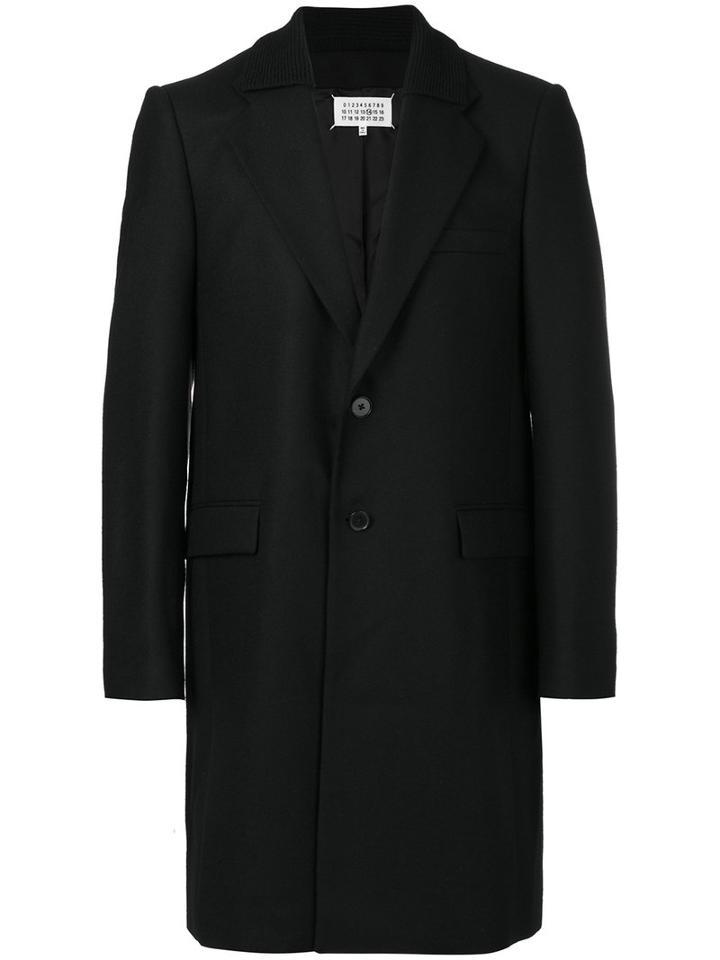 Maison Margiela - Ribbed Collar Coat - Men - Cotton/viscose/wool/virgin Wool - 52, Black, Cotton/viscose/wool/virgin Wool