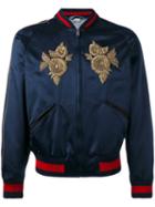 Gucci - Embroidered Bomber Jacket - Men - Silk - 46, Blue, Silk