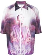 Cottweiler Printed Zipped Up Shirt - Purple