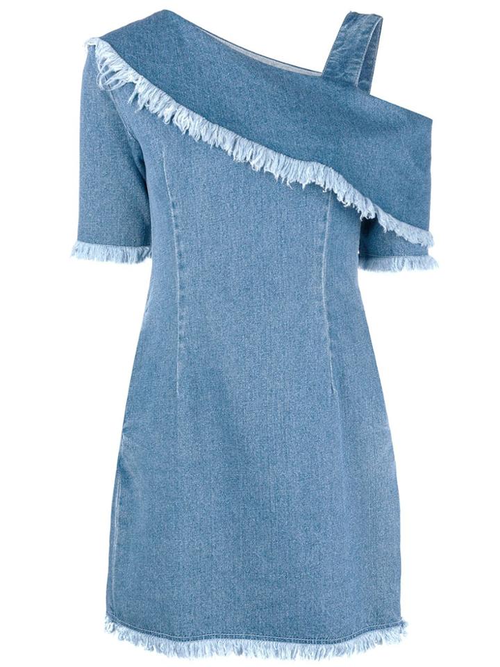 Sjyp One Sleeve Denim Dress - Blue