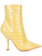 Y / Project Crocodile Embossed Ankle Boots - Yellow & Orange
