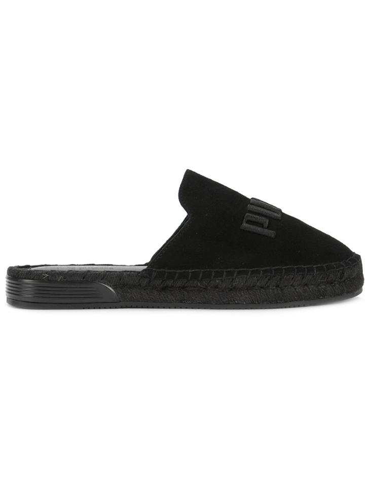 Fenty X Puma Embroidered Logo Flat Espadrilles - Black
