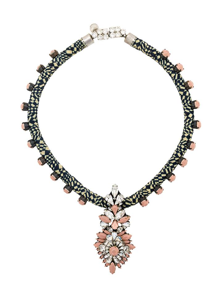 Shourouk Oversized Pendant Short Necklace - Pink & Purple