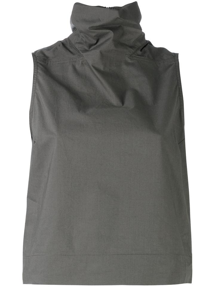 Rick Owens Drkshdw - Roll Neck Top - Women - Cotton - S, Grey, Cotton