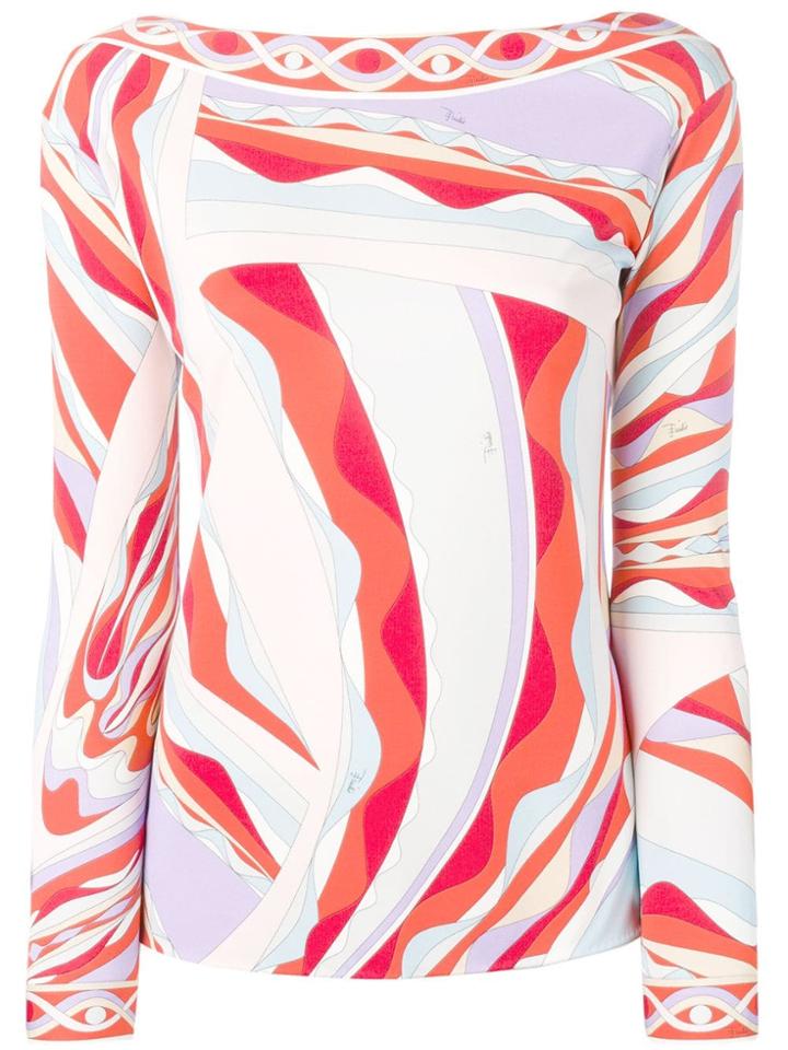 Emilio Pucci Burle Print Long Sleeved Top - Red