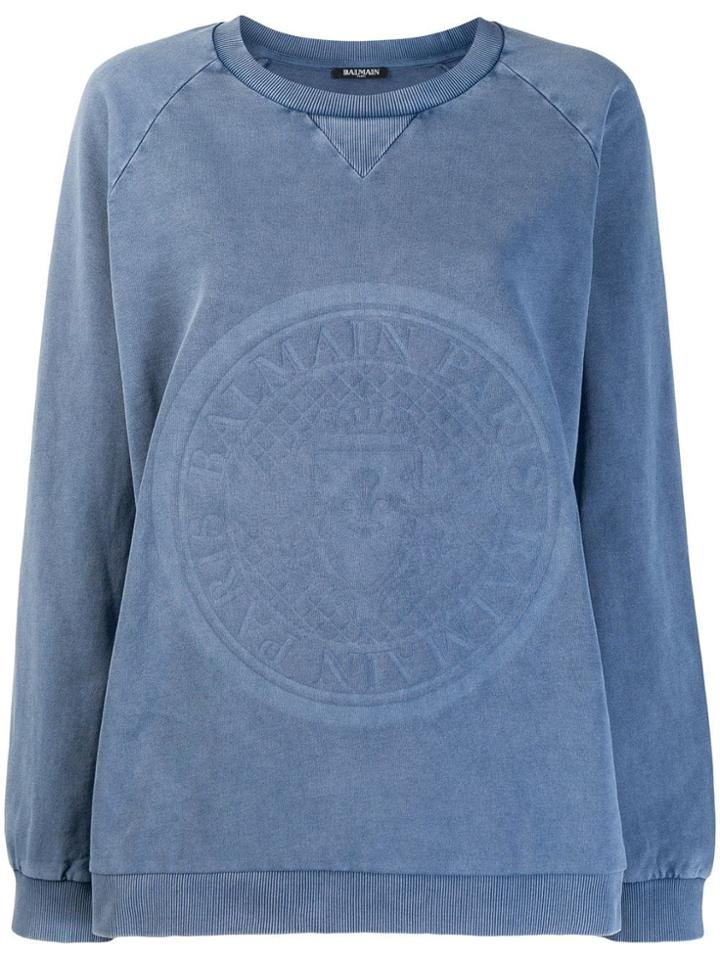 Balmain Logo Stamp Sweatshirt - Blue