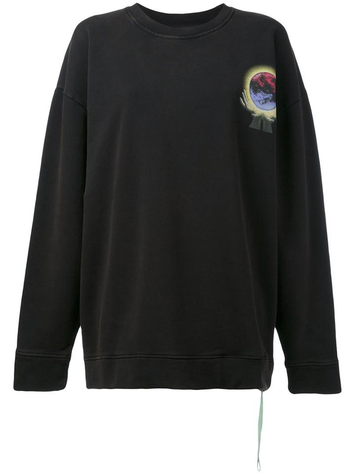 Off-white - Printed Oversized Sweatshirt - Women - Cotton - Xxs, Black, Cotton