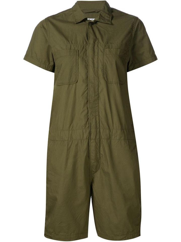 Engineered Garments Patch Pocket Romper, Women's, Size: L, Green, Cotton