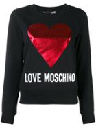 Love Moschino Logo Heart Print Sweatshirt - Black