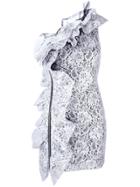 Msgm Single Shoulder Lace Dress - Metallic