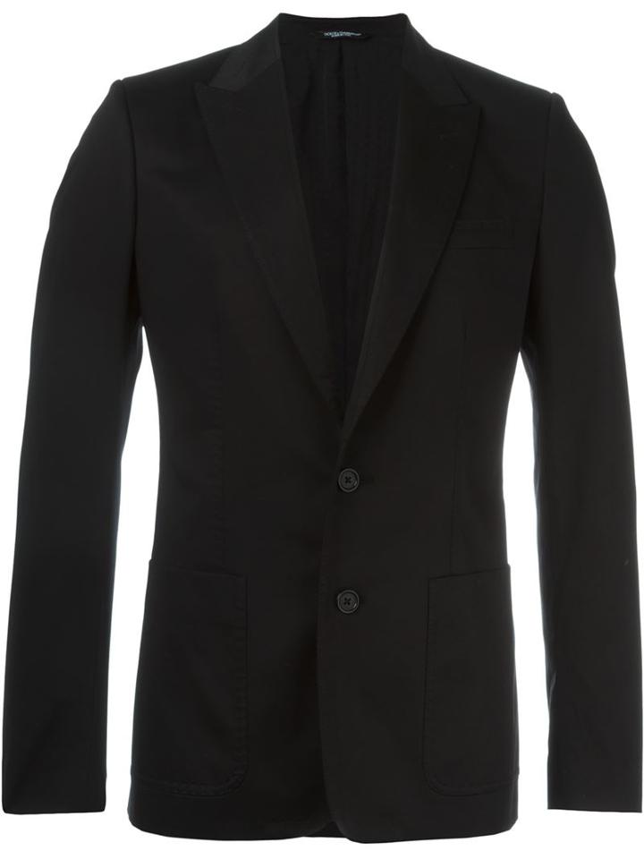 Dolce & Gabbana Classic Blazer, Men's, Size: 52, Black, Cotton/polyester/spandex/elastane/polyester