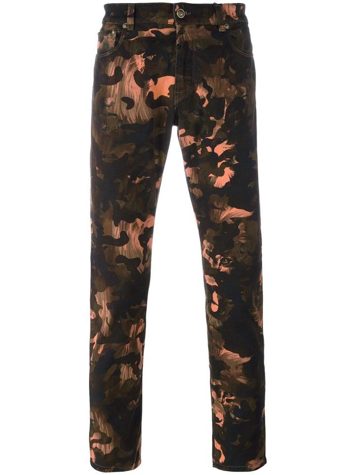 Versus Camouflage Lion Print Trousers, Men's, Size: 31, Black, Polyester/cotton/spandex/elastane